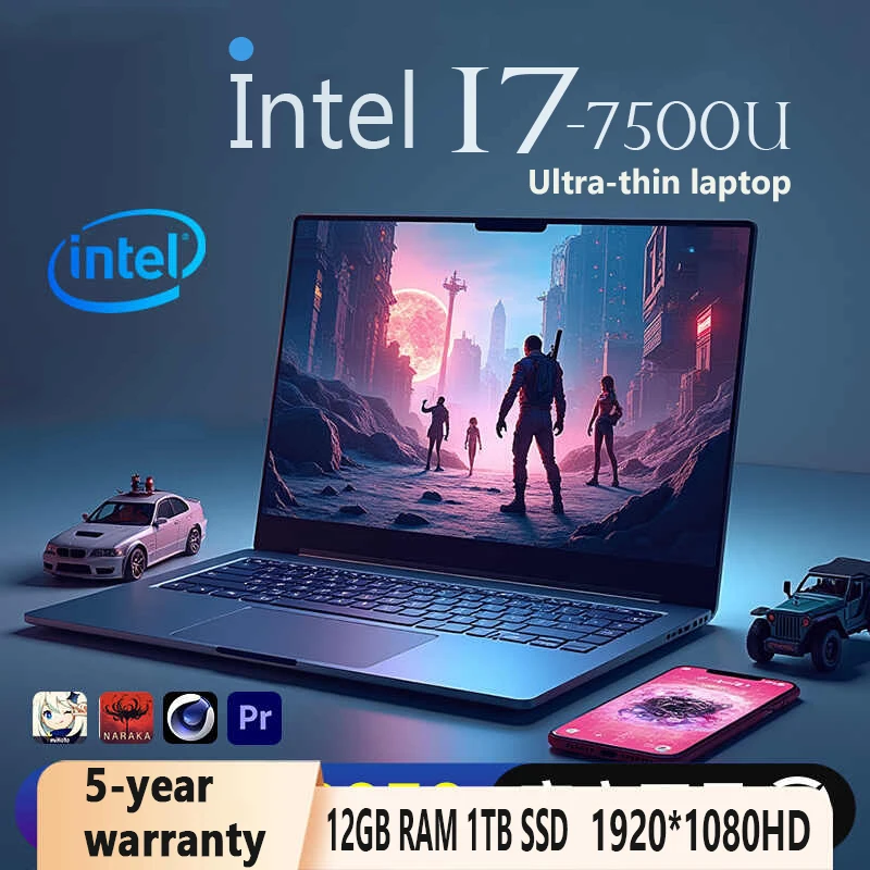 2025 NEW Professional Intel CORE i7-7500U laptop 12GB RAM 1TB/2TB SSD Computer 1920*1080 Resolution Office Study i7 PC Computer