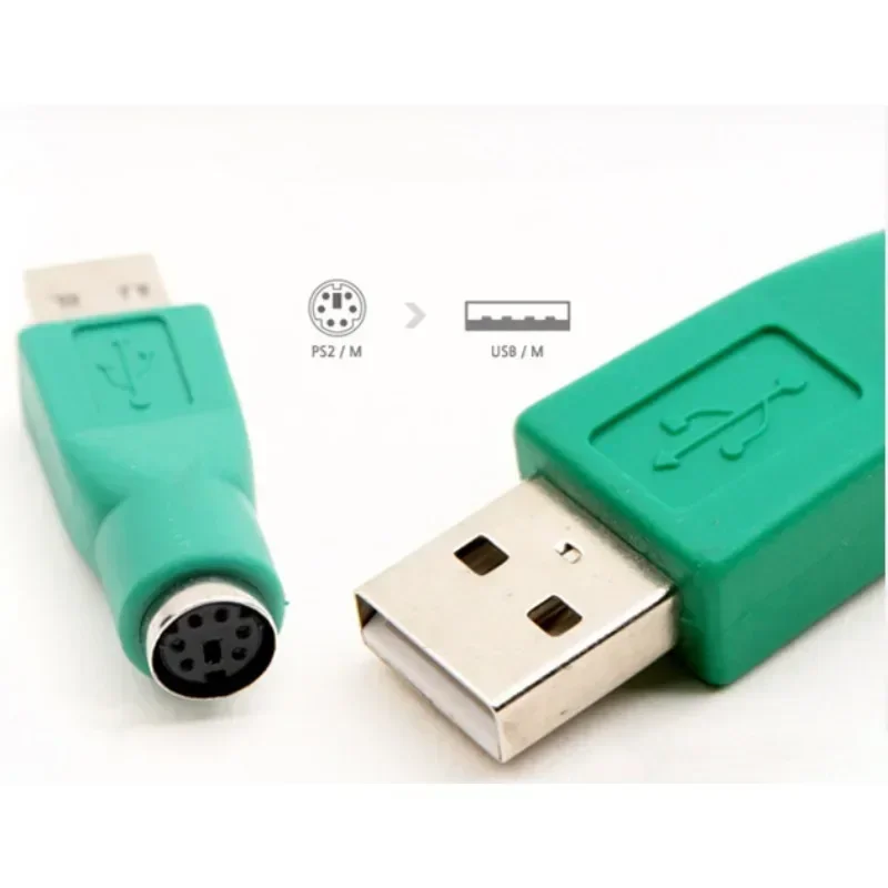 1pcs USB To PS2 Green Adapter One Bag One Pack USB Male To 6Pin Female For Keyboard And Mouse Adapter Computer Cables &