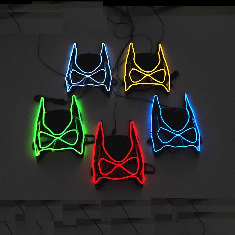 Halloween Glowing Supplies Cosplay Bat Half Face Headgear Mask Super Hero Decorative Party Mask