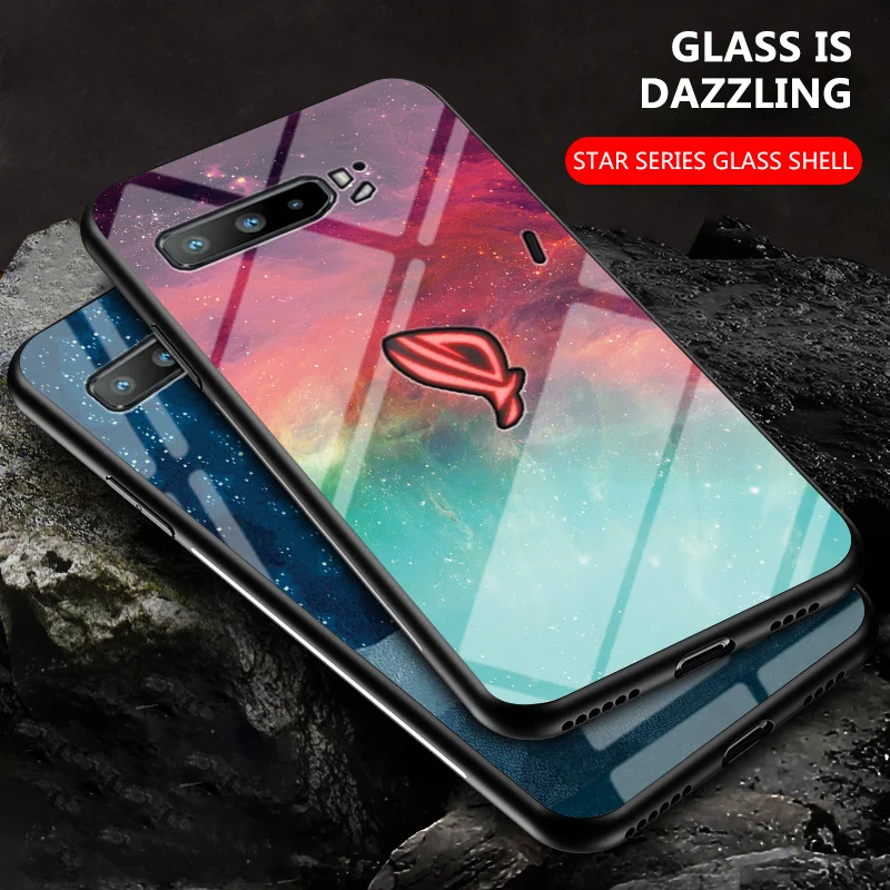 For Asus ROG Phone 3 ZS661KS Case Starry Grain Tempered Glass Back Cover Shockproof Phone Case For Asus Rog Phone 3 Rog3 ZS661KS - view 2