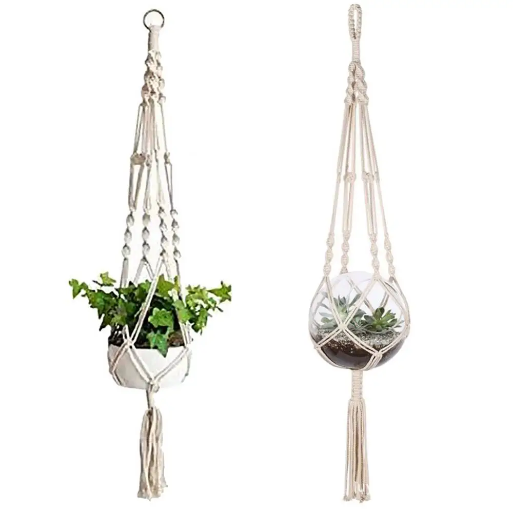 105cm Hand-weaved Plant Hanger Hook Flower Pots Hanging Basin Garden Basket Hanging Chains