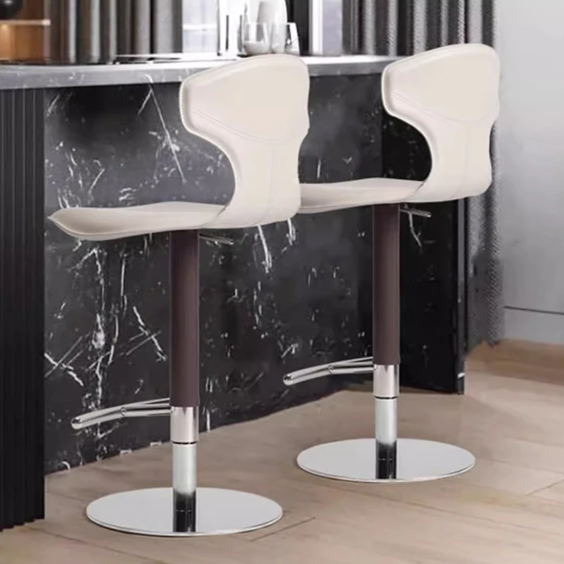 Free Shipping Barber Bar Stool Leather Back Minimalist Luxury Office Bar Stool Modern Lounge Cadeira Giratoria Library Furniture