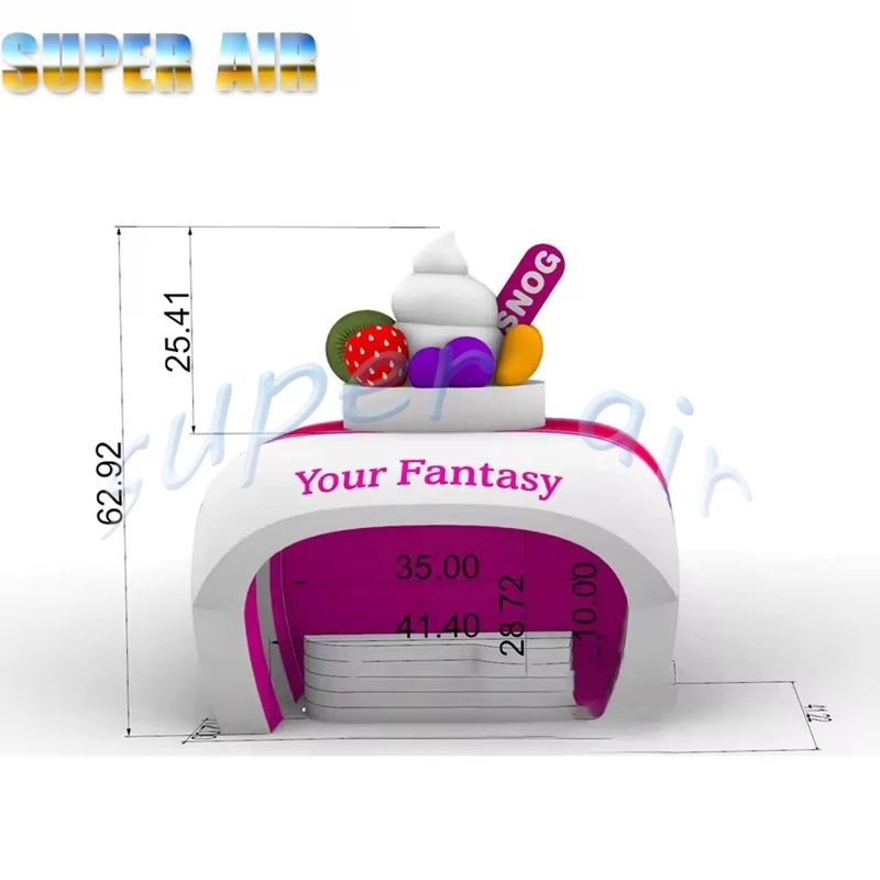 Magnifique support de concettion gonflable publicitaire, tente de crème glacée, magasin de friandises de carnaval gonflable pour fête