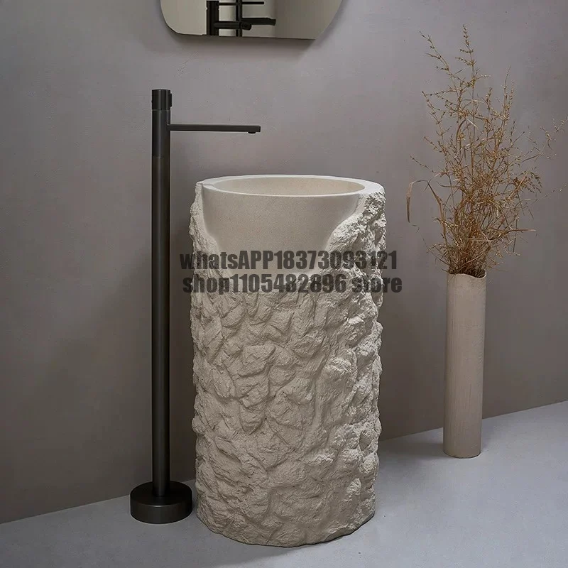 Wabi Sand Wind Personalized Wash Basin Integrated Floor-to-ceiling Wash Table Round Column Basin