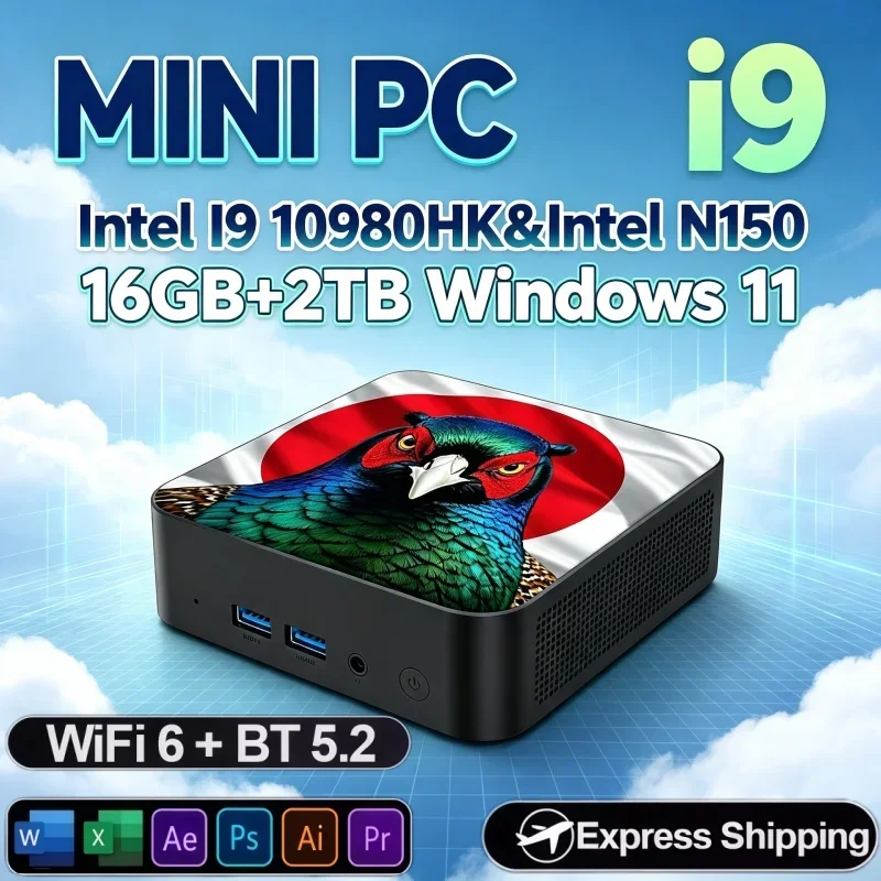 ポータブルミニpc-インテル-core-i9‑10980hk-n150-16gb大容量ram-1tb-2tb-wifi6-bt52-ホームオフィス-ゲーマー向けミニデスクトップコンピューター