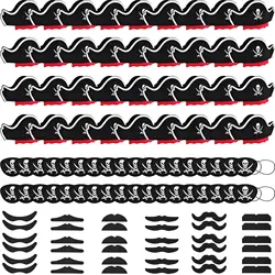 108pcs Pirate Hat Set for Kids Pirate Hats Fake Mustaches Eye Patches Pirate Party Favors for Halloween Masquerade Cosplay