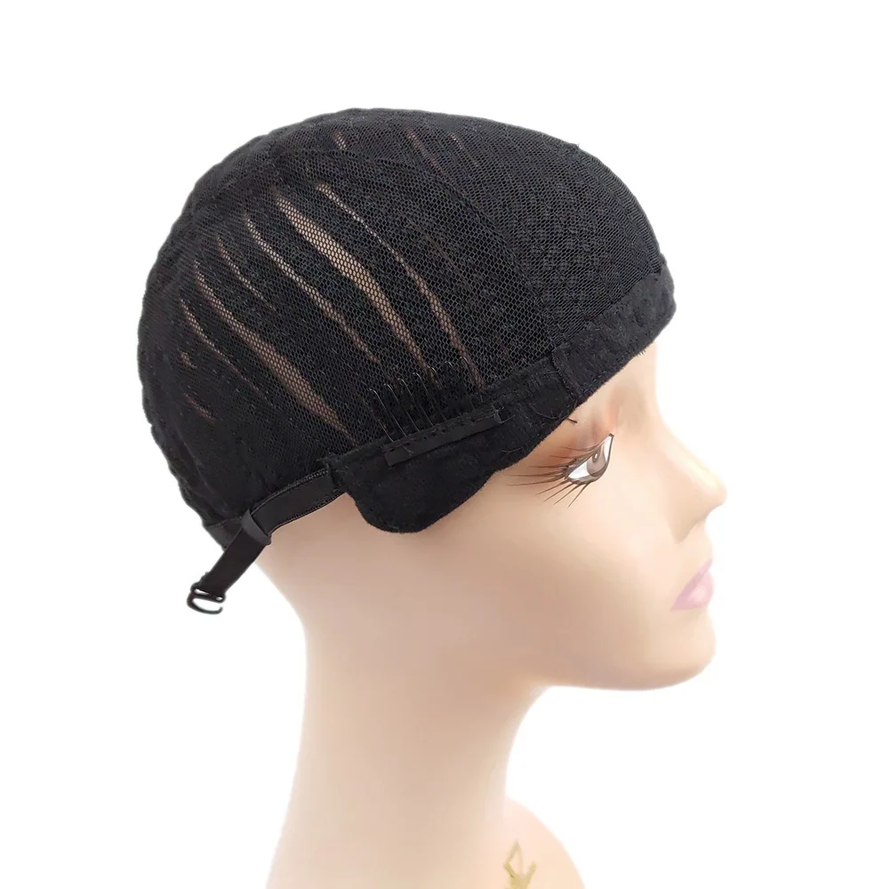 1 piece black crochet net cap crochet wig cap breathable braided cornrow cap with adjustable band for easy sew in weave wig cap
