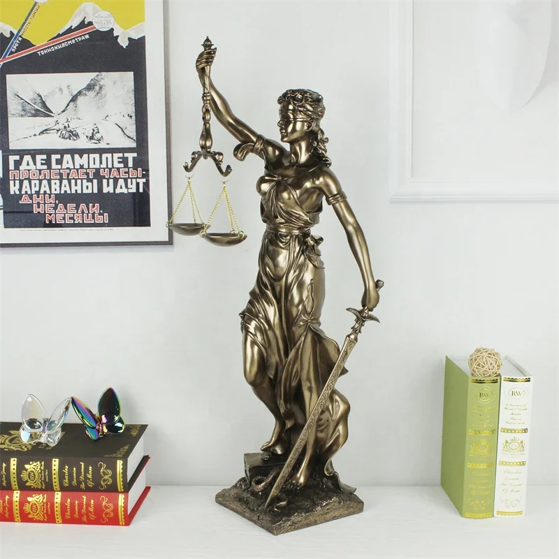 T*& Ancient Greek Deities Statue Goddess of Justice Copper Metal Statue Arts and Crafts Support Customization