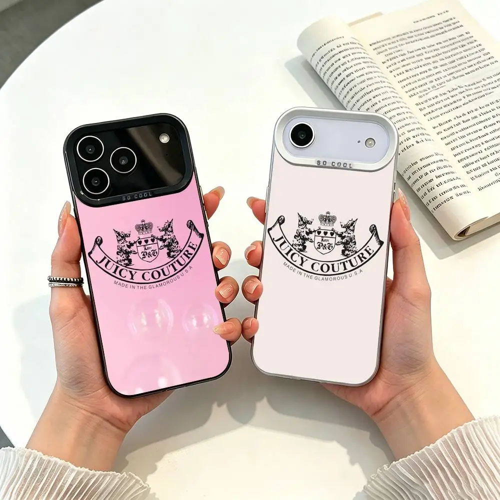 

J-Juicy C-Couture Phone Case For IPhone17 11 12 13 14 15 16 Pro Max Plus Cover Colored Silver Funda Bumber