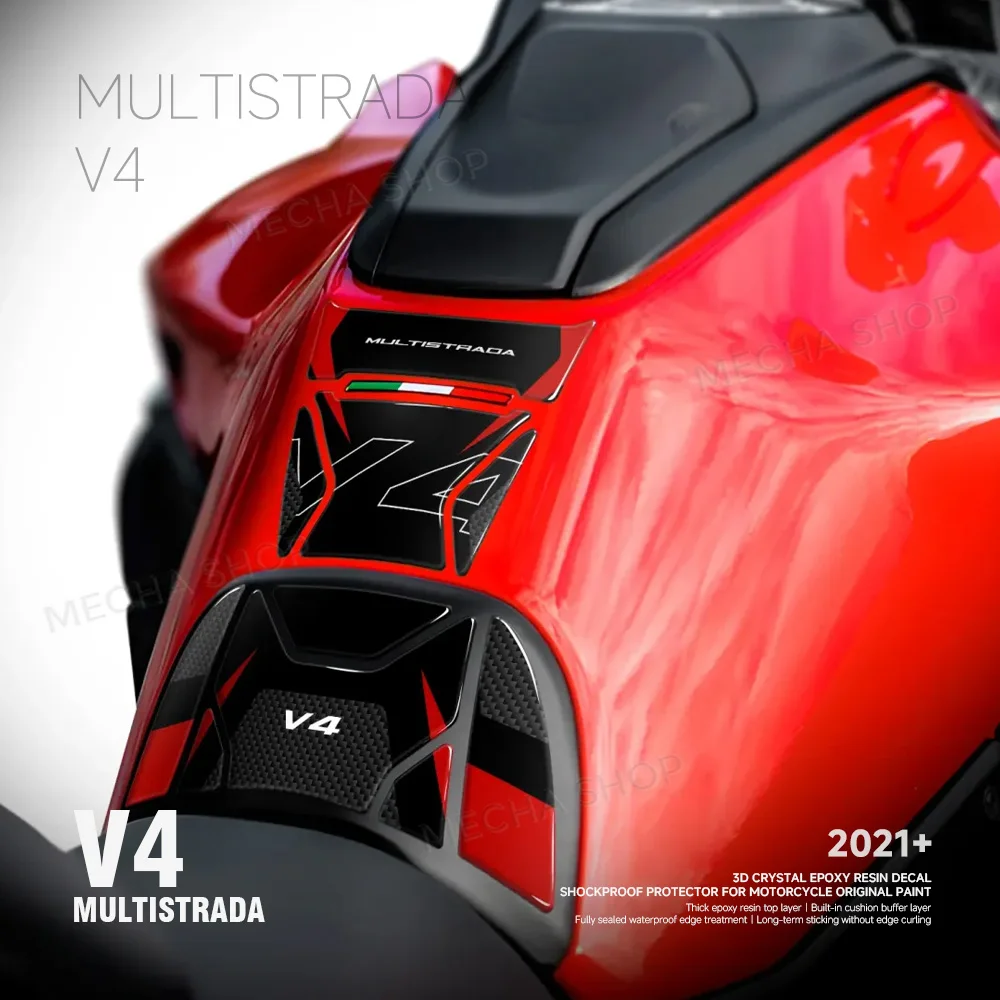 For Multistrada V4 2021-2026 Motorcycle Accessory 3D Resin Tank Pad Protection Kit
