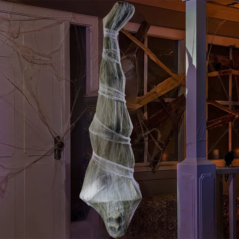

Halloween Hanging Upside Down 1.8 Mummy Horror Hanging Ghost Day Scene Layout Props Haunted House Courtyard