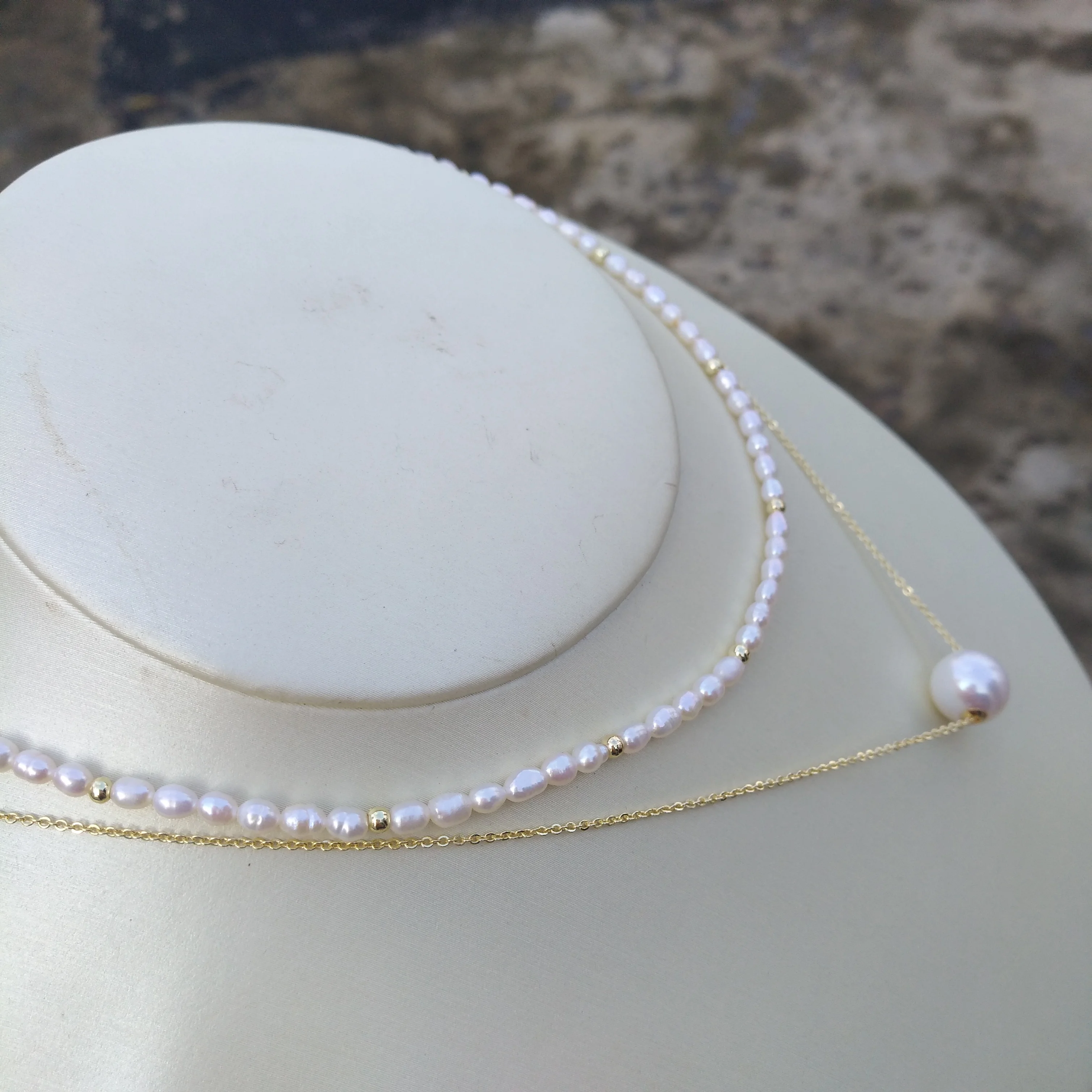 Design Pretty DOUBLE STRANDS Natural AAA+  White Akoya Pearl Necklace 40CM Thanks for viewing more photos.