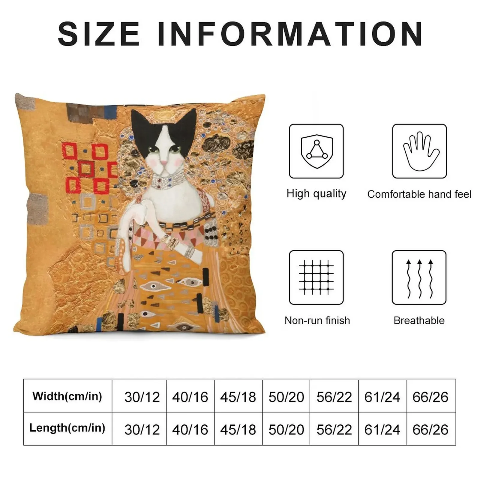 Klimt Cat Throw Pillow Luxury Sofa Cushions Cushion Covers For Living Room pillow