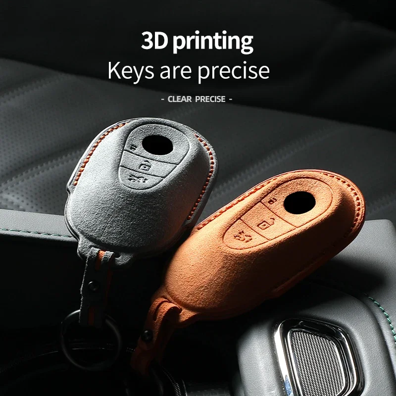 Alcantara For Mercedes Benz 2023 2024 Glc300L Glc260L C260L C20 C Class Car Remote Key Case Cover Suede Shell Protector Styling