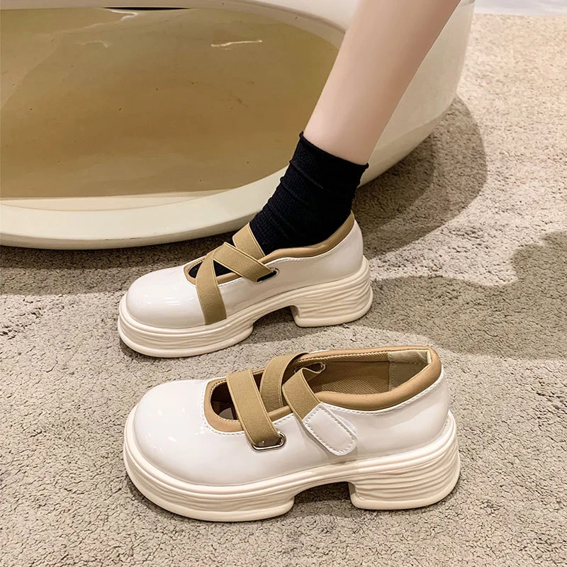 Mary Jane Woman Fashion Shoes New Spring And Autumn Japanese Pu Leather Casual Mid Heel Platform Jk Uniform Lolita Shoes