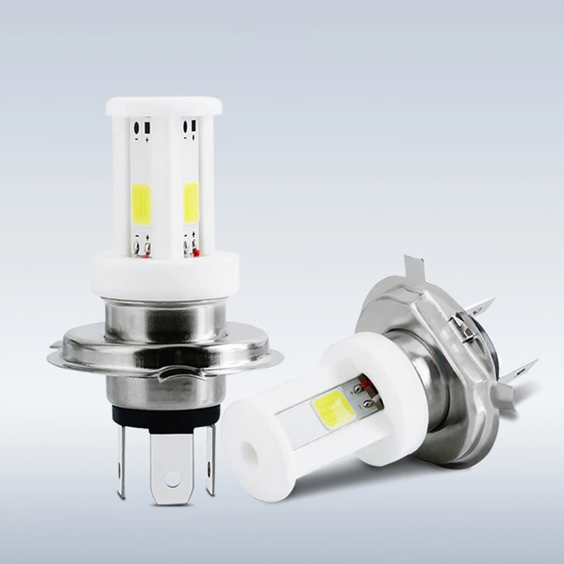 دراجة نارية المصابيح الأمامية H4 Led 3 الجانبين COB موتو أضواء عالية منخفضة شعاع دراجة نارية الملحقات السيراميك LED 12 فولت