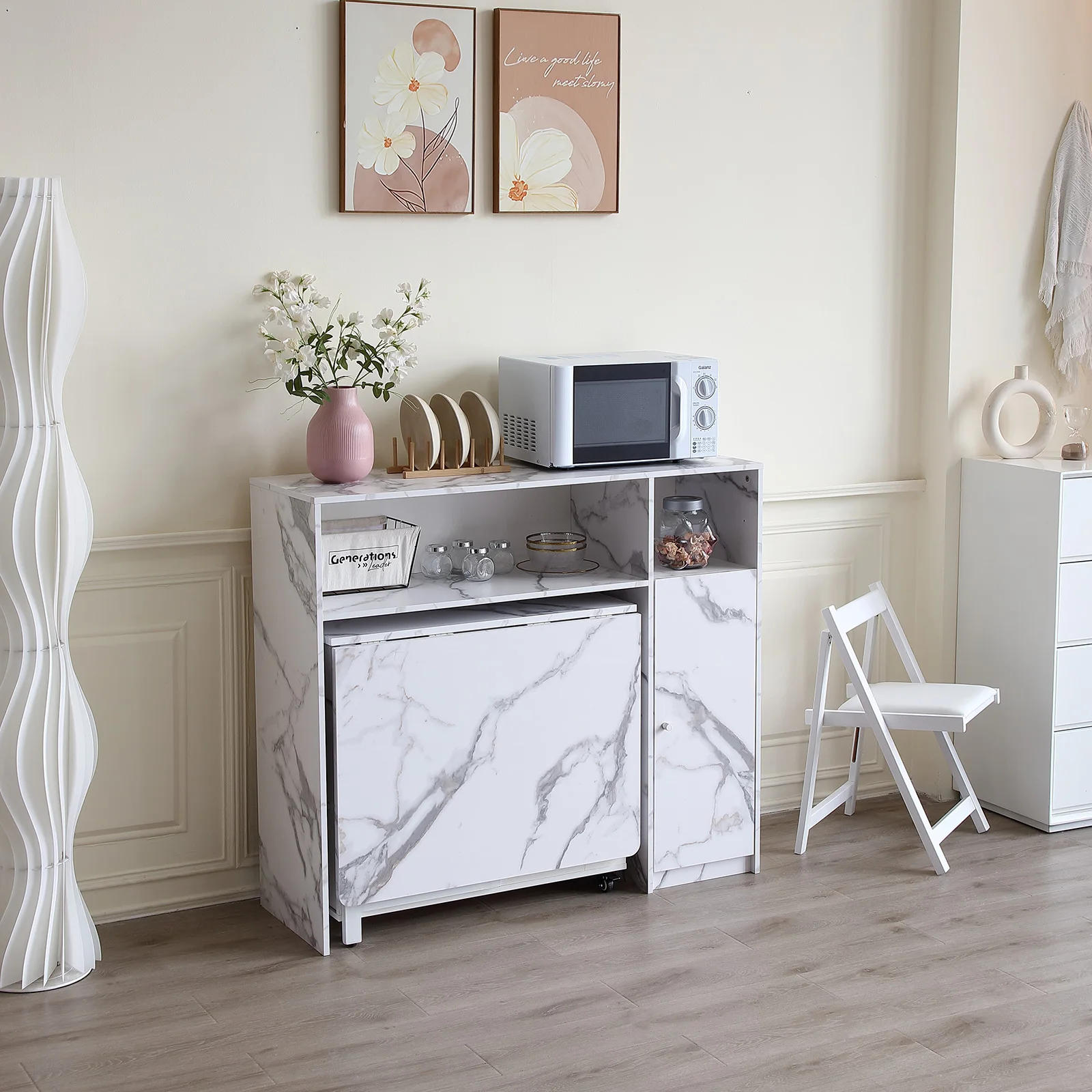

Buffet Cabinet with Storage, Sideboard for Storing Folding Table, Kitchen Storage Cabinet with Shelves, Modern Console Table