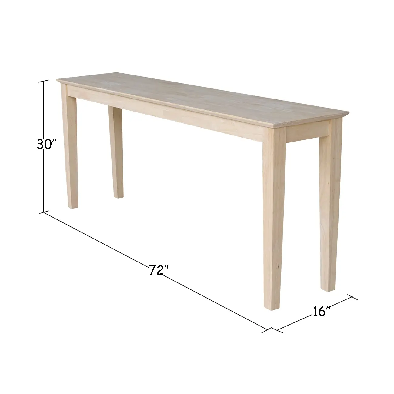 Solid Wood Shaker Console Sofa Table Entryway Hallway Narrow Long, Customized