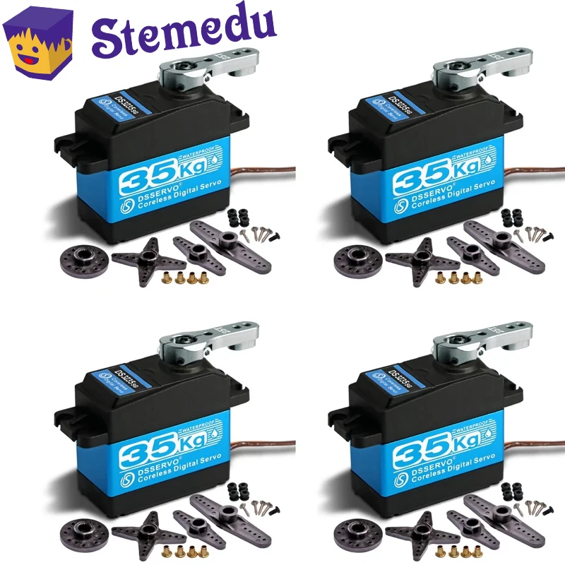 D Pangervo 4PCS 35kg Metalowe serwo cyfrowe o wysokim momencie obrotowym DS3235 Nierdzewna przekładnia Wodoodporna do samochodów RC w skali 1/8 1/10 1/12 Robotic DIY