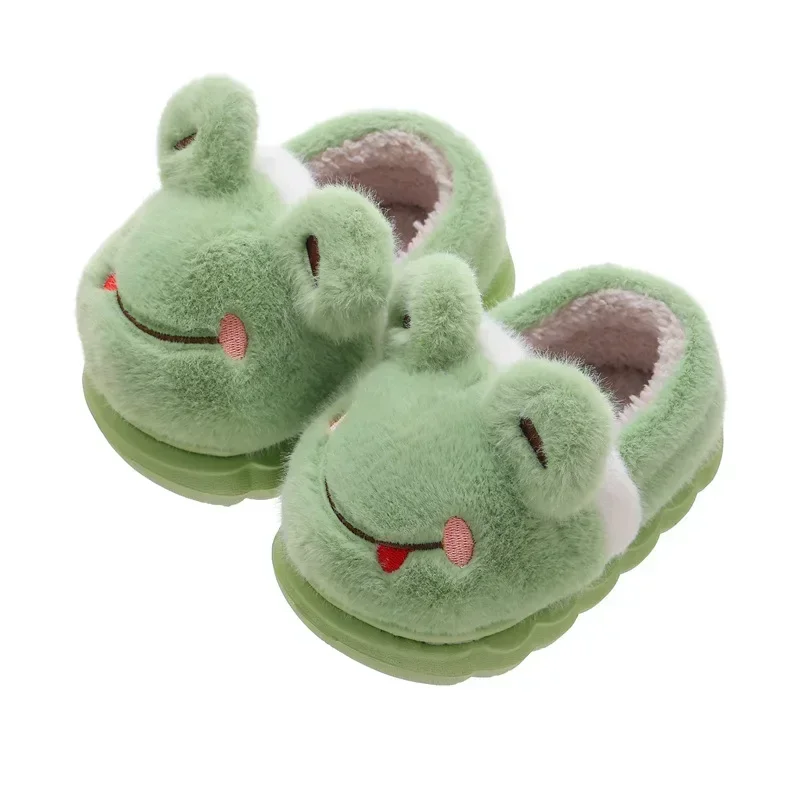 Zapatillas de algodón para niños, zapatos de felpa gruesos y cálidos para interiores y exteriores, zapatos de tacón para bolso de bebé y hogar,