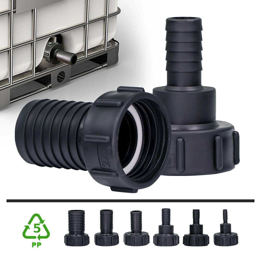 IBC S60 Female Coarse Thread to 1/2'' 3/4'' 1'' 2'' Barb Plastic Fittings Water Tank Adapter for Garden Hose Cistern Connecter