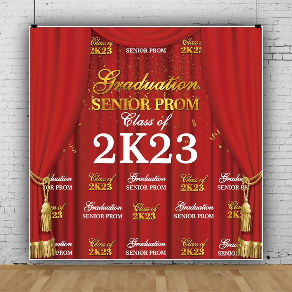 Graduation Senion Royal Blue Prom Glass of 2k23 Backdrop Photo Red Curtain Party Ghotography Square Background Studio Props