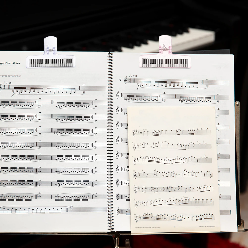 

6 Pcs Piano Sheet Music Holder Page Book Clip for Notation Score Stand Transparent Musical Instrument