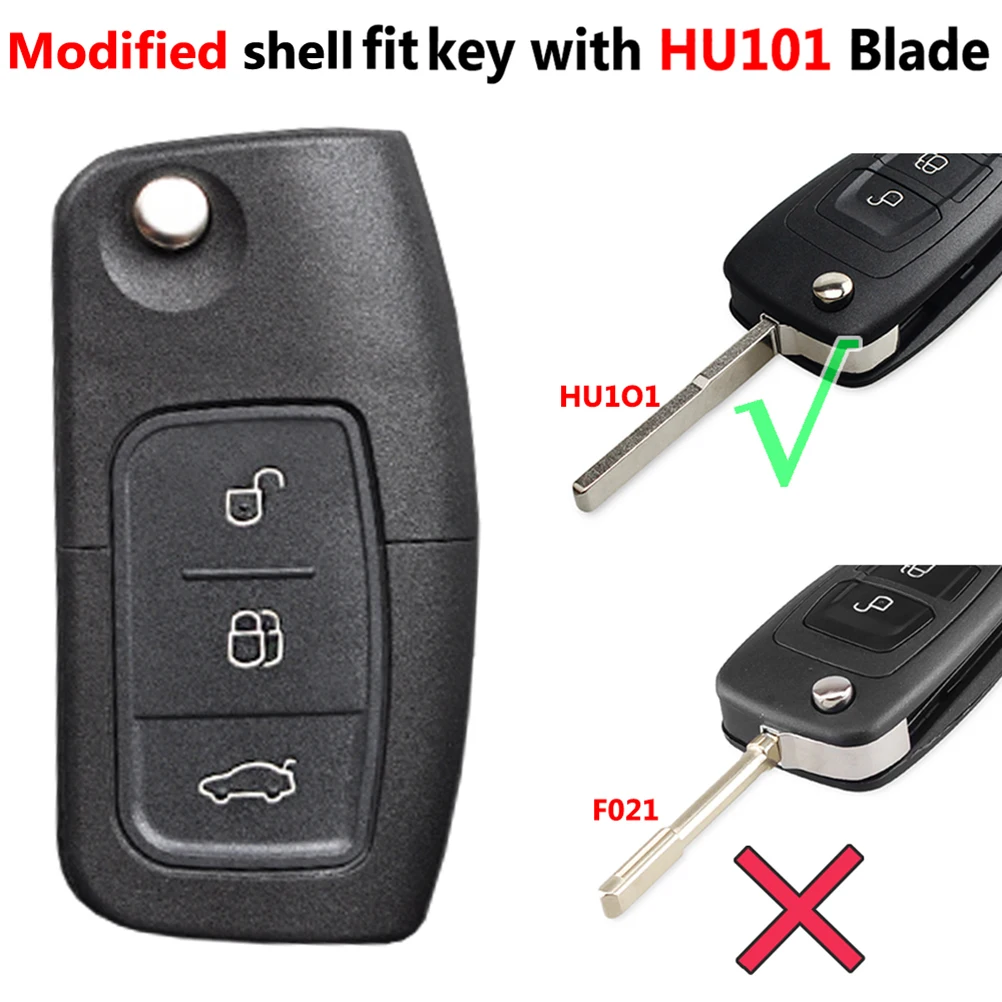 Modified Remote Key Case For Ford Focus C-max Mondeo Fiesta Galaxy Eco Sport Replaceable 3 Buttons Car Smart Key shell Fob HU101