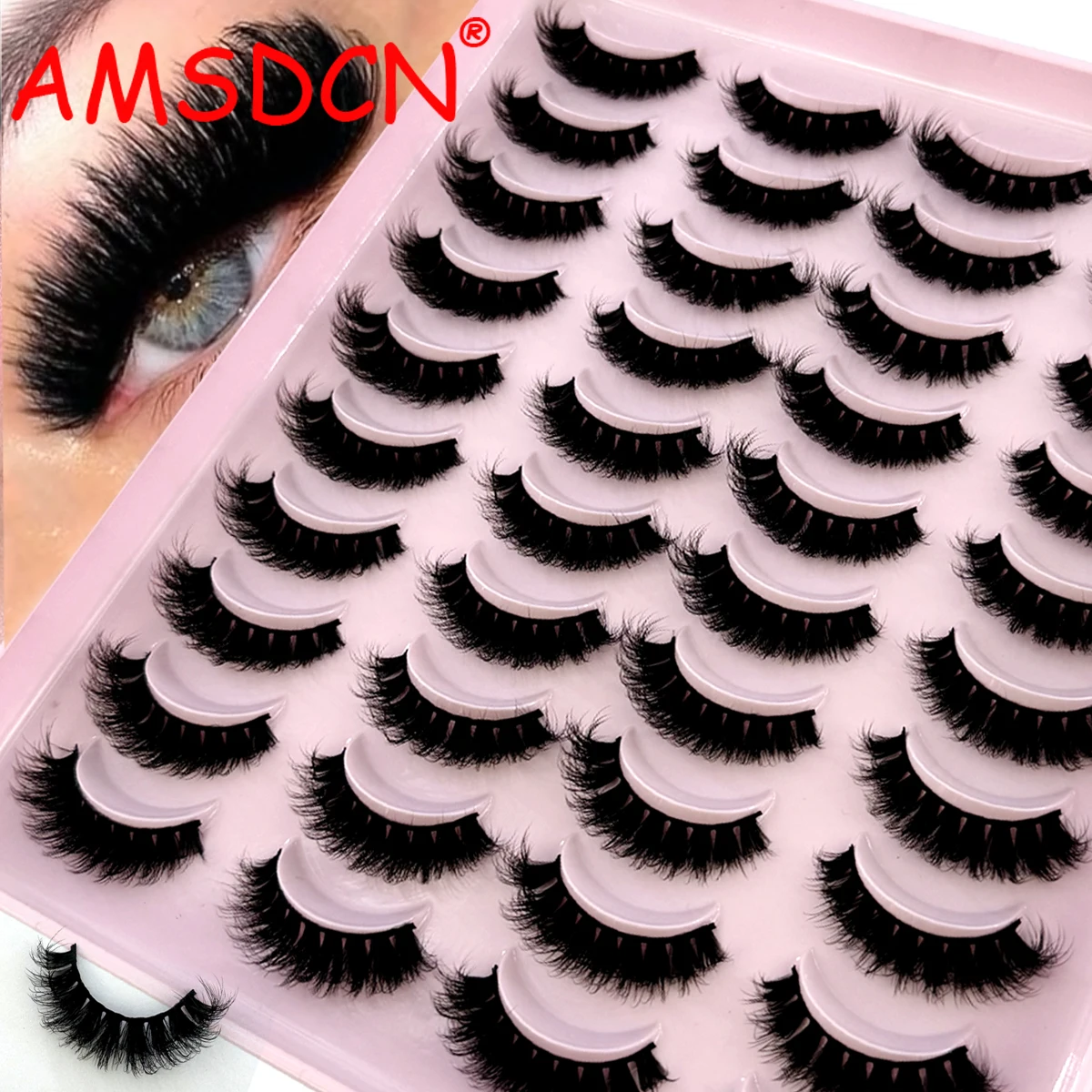 AMSDCN Natural 3D Mink Lashes 20Pairs Eyelashes Dramatic False Eyelashes Faux Cils Makeup Wholesale Fake Eyelash Extension maqui