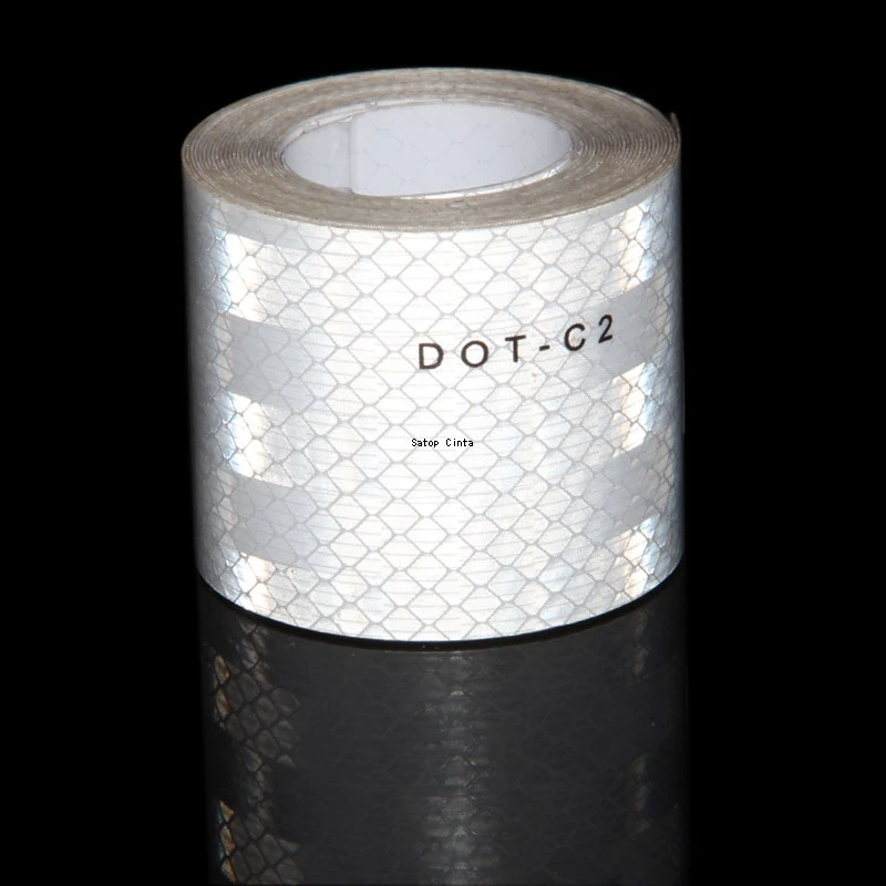 5cm*10m White DOT-C2 Reflective Tape Adhesive Safety Conspicuity Stickers His Vis Waterproof Reflectors Truck Strips For Vehicle