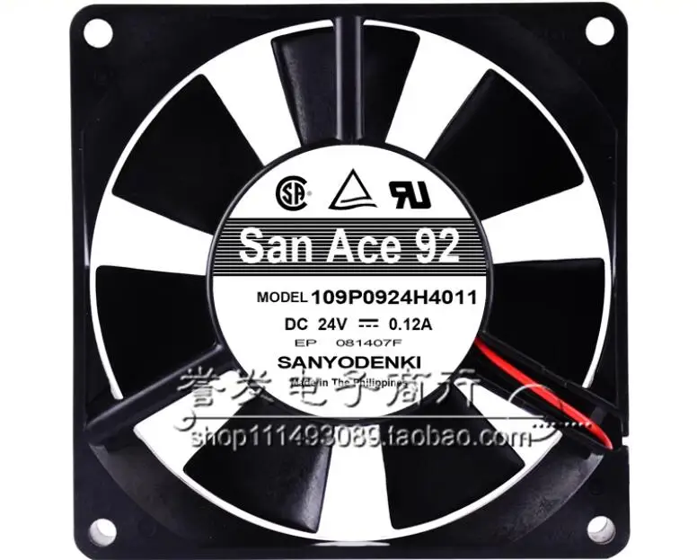 SANYO DENKI 109P0924H4011 DC 24V 0.12A 90x90x25mm 2-Wire Server Cooling Fan