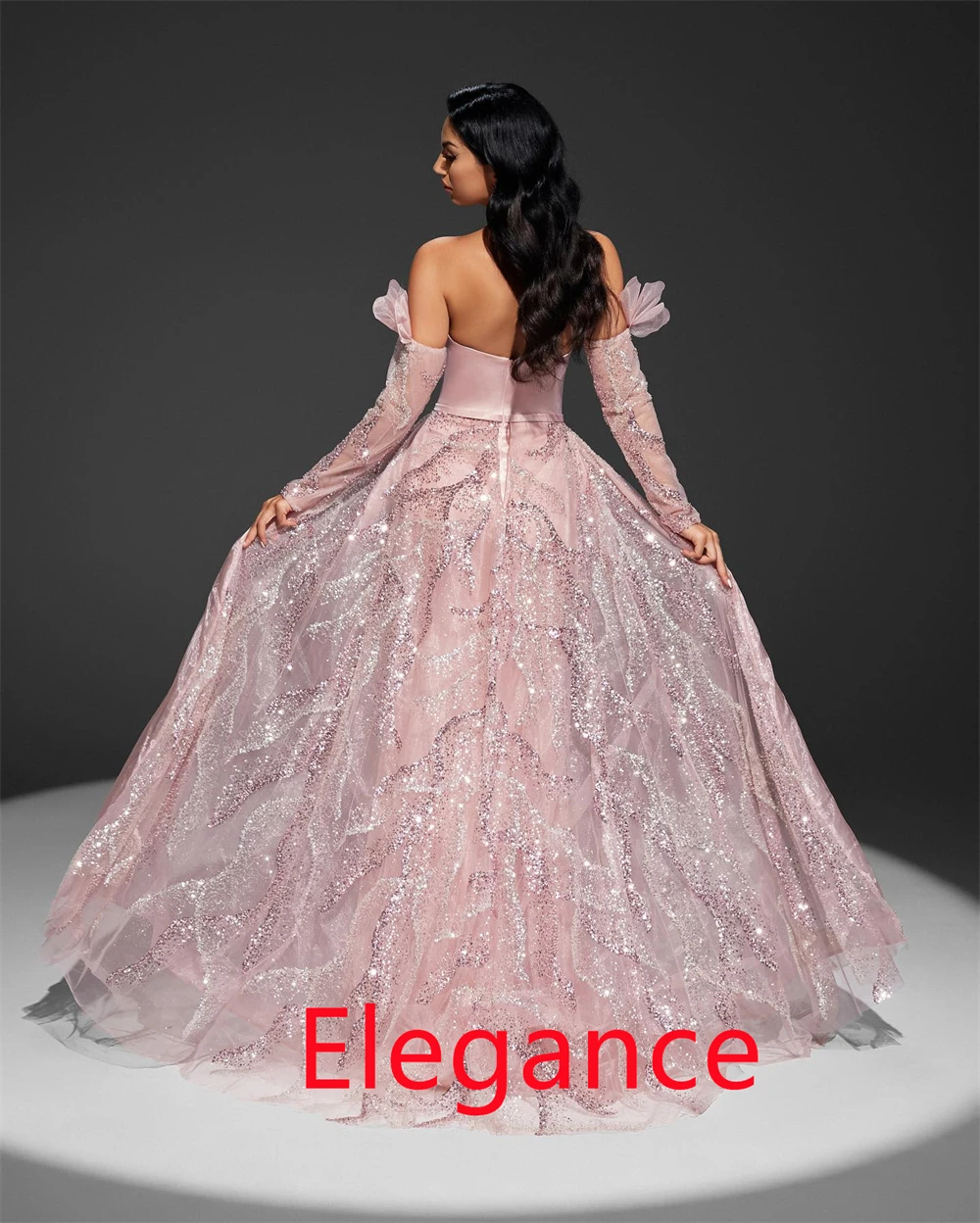 

Мечтательное розовое вечернее платье из органзы по индивидуальному заказу, элегантное платье для выпускного вечера со съемными рукавами, модное платье со шлейфом, Vestido De Festa