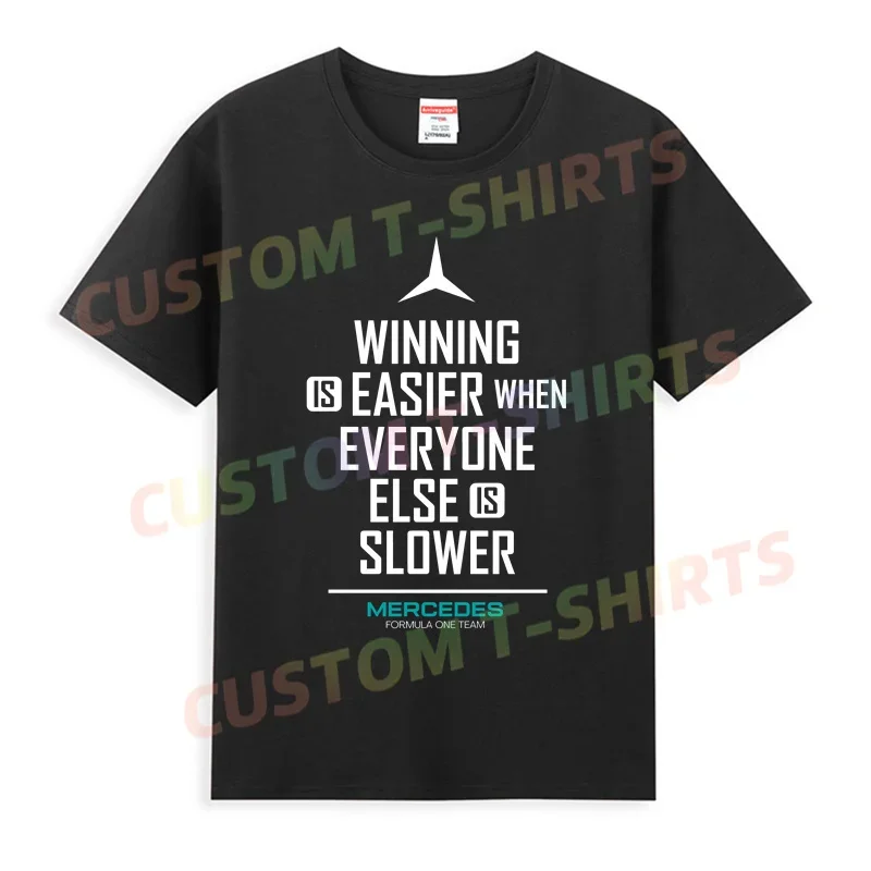 2026 Hot Sale Summer 100% Cotton Black Winning Is Easier Mercede T Shirt Men Cool Tee Hip Hop Streetwear T-shirt