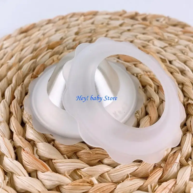 Q1FE Silver Nursing Cups Pelindung Pad Silcone Rings Bayi Baru Lahir Esensial Menyusui Puting Pelindung Cincin Aksesori