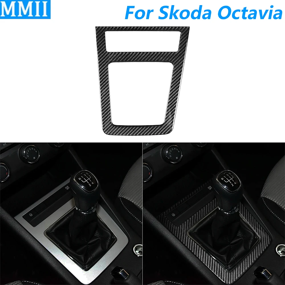 

Для Skoda Octavia 2017-2021 углеродное волокно, центральное управление, ручная коробка передач, рамка переключения передач, накладка, автомобильные аксессуары, наклейка