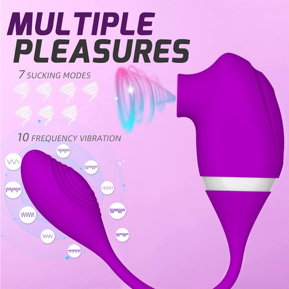 2 in 1 Clitoris Sucking Vibrator for Women Vibrating Egg Licking Oral Clit Vacuum Stimulator Female Goods Sex Toys for Adults