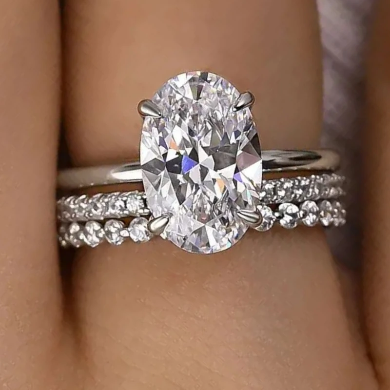 3-piece Set of New Trendy, Simple, Personalized, Shiny Ring Design with Elegant and Personalized Micro Inlaid Zircon Jewelry