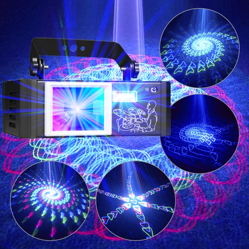 3D party light Disco DJ laser light 5-in-1 effect stroboscopic light Sound activation DMX with remote control ambient light