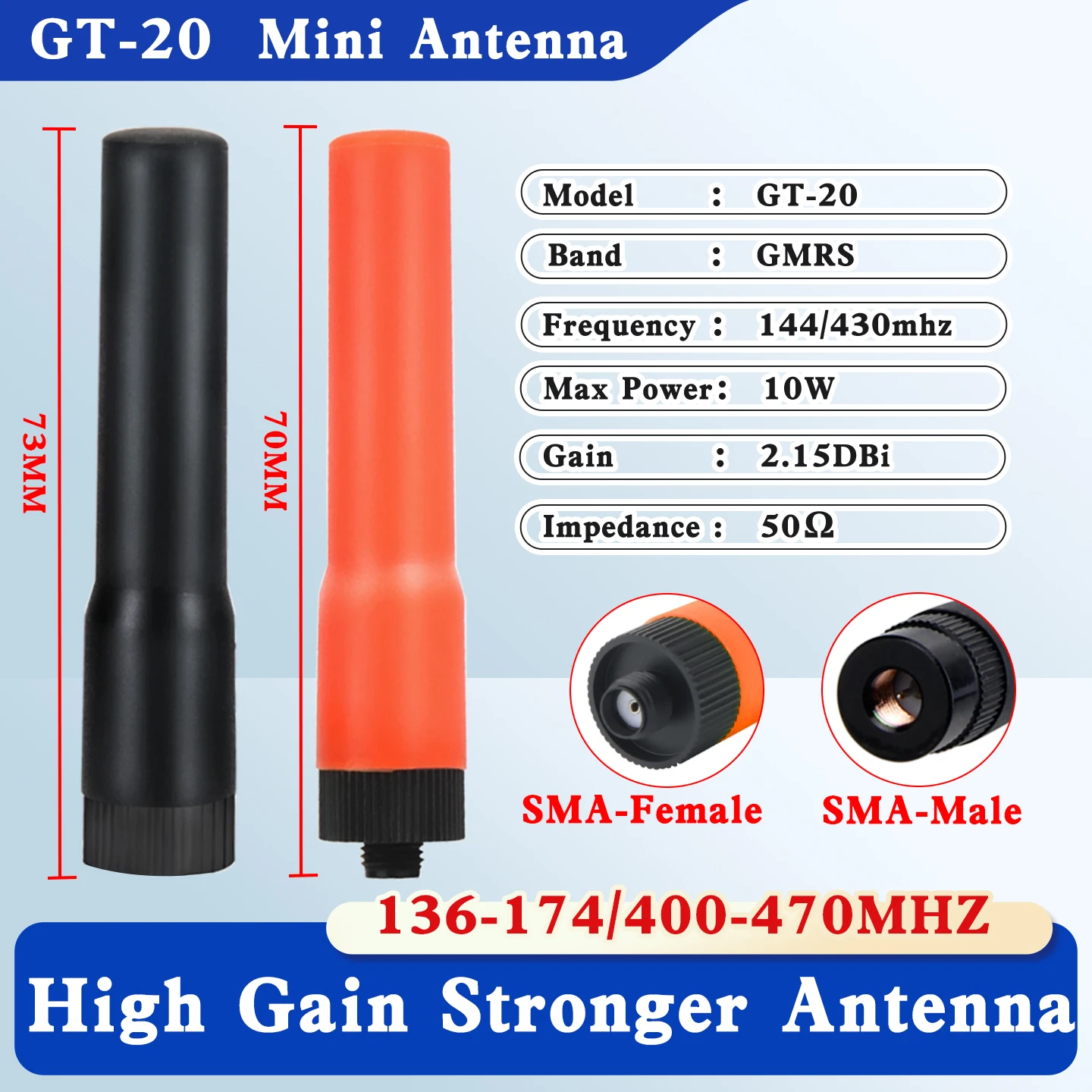 Nuevo Mini GT-20 GT20 SMA Macho/SMA Hembra/BNC Doble Banda VHF UHF Antena Suave Para Baofeng Kenwood Vertex Wilson YAESU TYT HYT