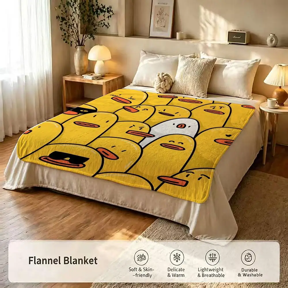 Art C-Cute Y-Yellow D-Duck Throw Flannel Blanket skin soft suitable for sofa living room bed  travel and gifts