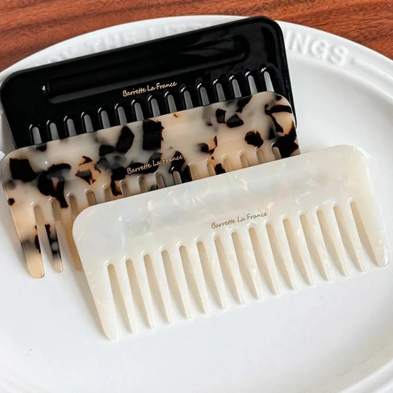 1pc Korea France Simple Gold Label Exquisite Thickened Acetate Hair Comb Tortoiseshell Hair Accessory for Women