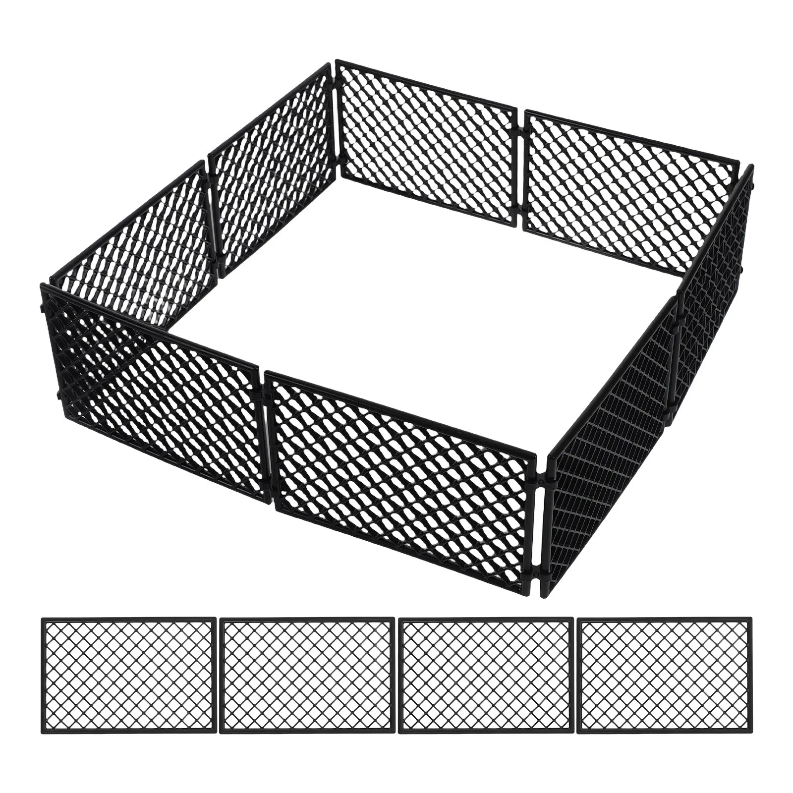 12Pcs Protective Fence Mesh War Scene Accessories Mini Plastic Fence Panels for Garden Yard Patio Driveway Decor and Landscape