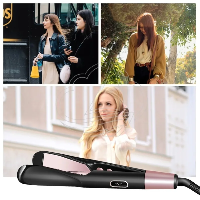 2 in 1 Twist Hair Straightener & Curler Negative Ion Flat Iron Instant Heating Professional Styling Tool