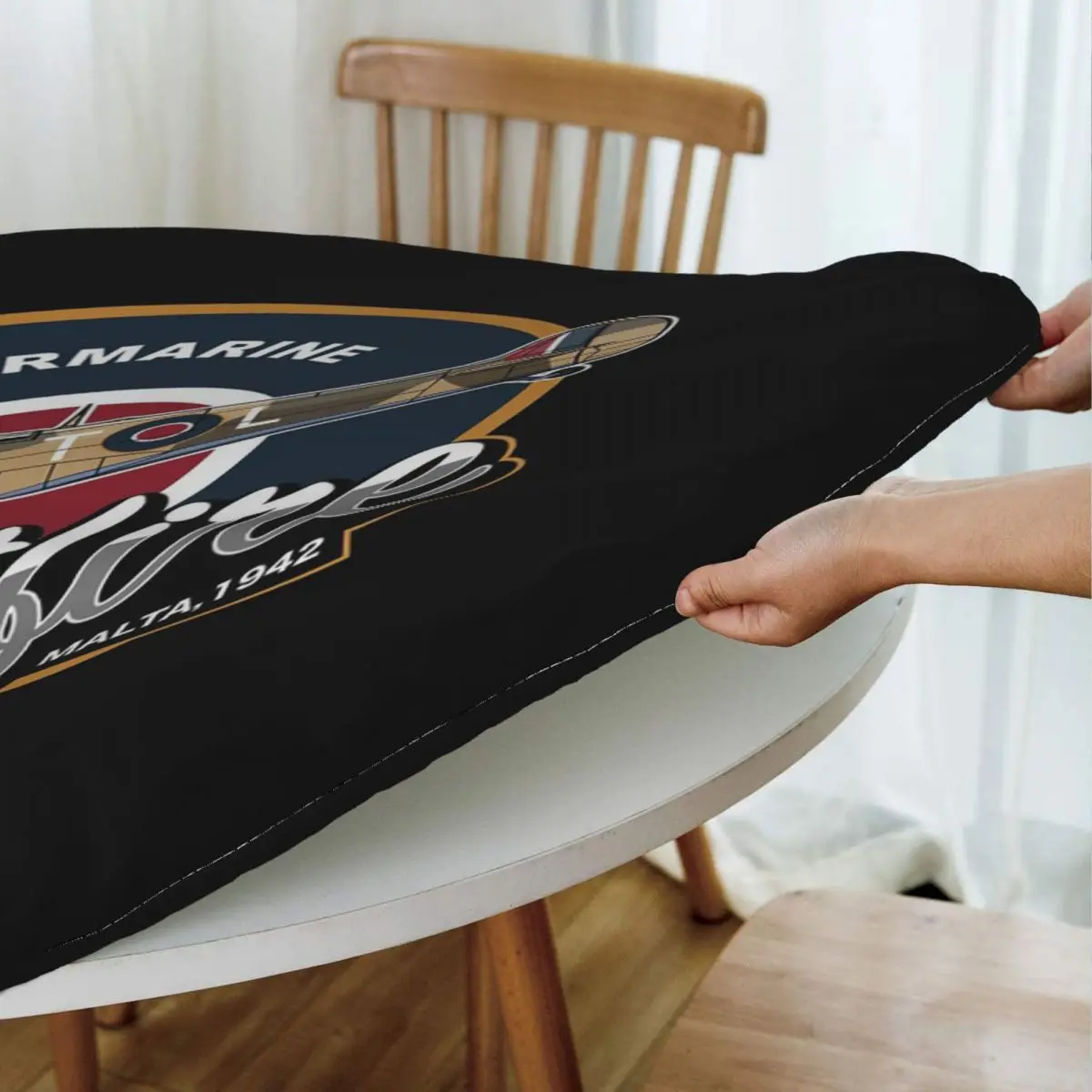 RAF Supermarine Spitfire Fighter Aircraft Plane Airplane Round Tablecloth Oilproof Table Cloth Kitchen Events Dining Table Cover