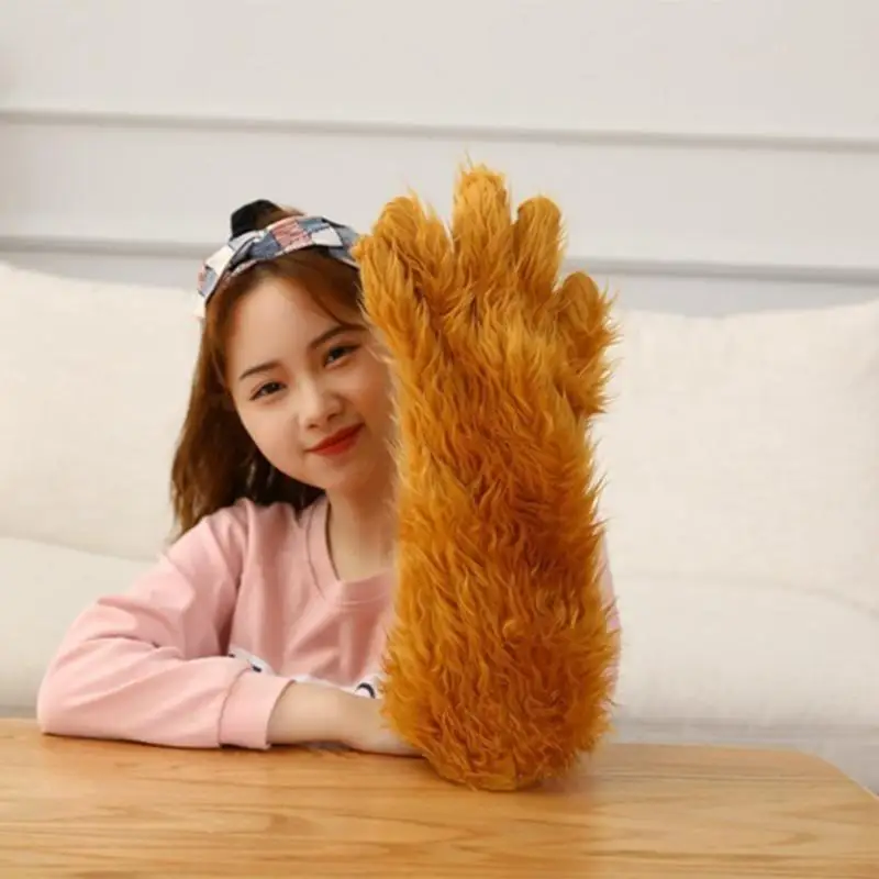 39BD Bear Claw Mittens Plush Animal Paw Glove Cartoon Bear Full Finger Mitten Halloween Cosplay Costume Accessories
