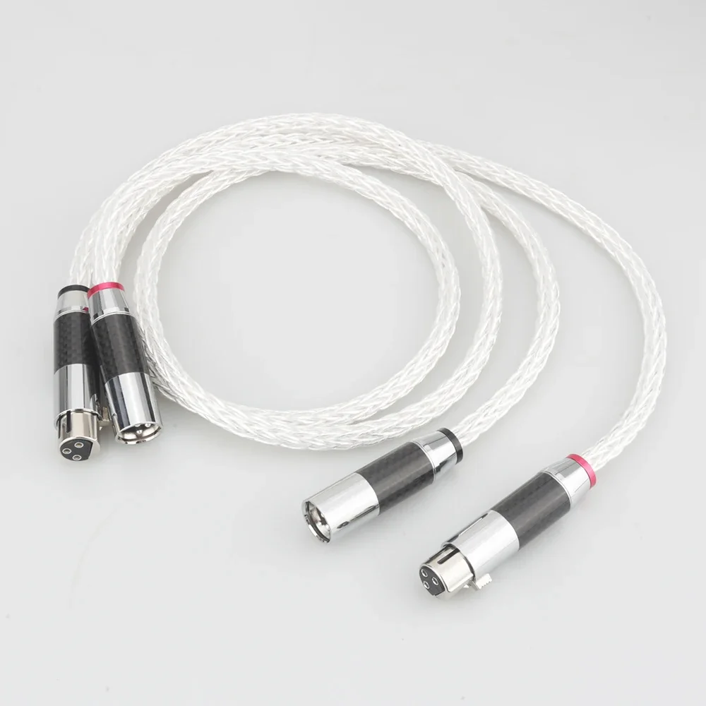 High Quality Hi-End 8AG Silver Plated OCC 16 Strands Audio Cable With Carbon Fiber 3pins XLR Balanced cable,xlr connector