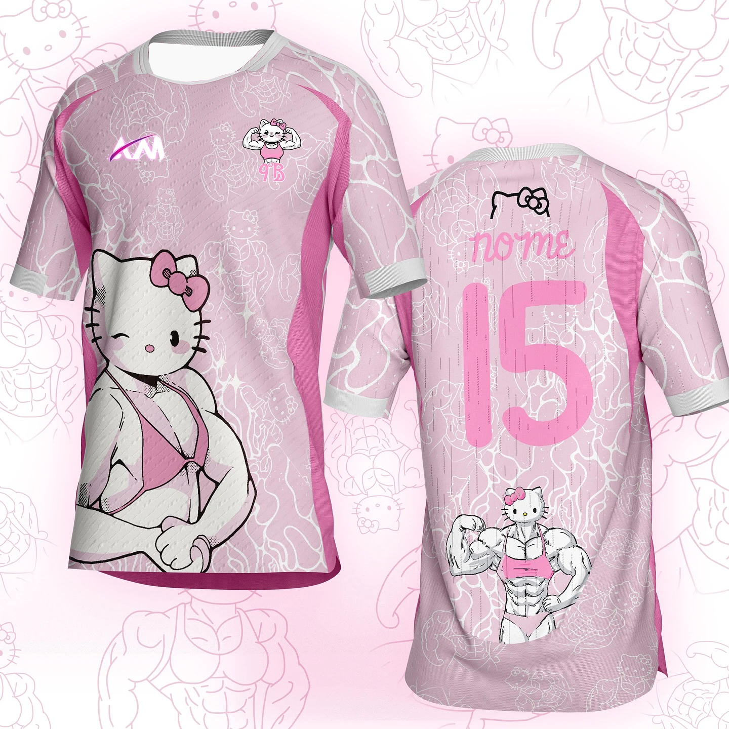 

2025 Summer New Hello Kitty Quirky Muscle Print Short Sleeved T-Shirt Men And Women Loose Breathable Quick Drying loversT-Shirt