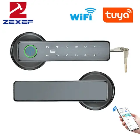투야 스마트 잠금 지문 비밀번호 RFID IC 카드 감지, 와이파이 리모컨, 단일 래치 데드볼트, 투야 스마트라이프 앱 Best5