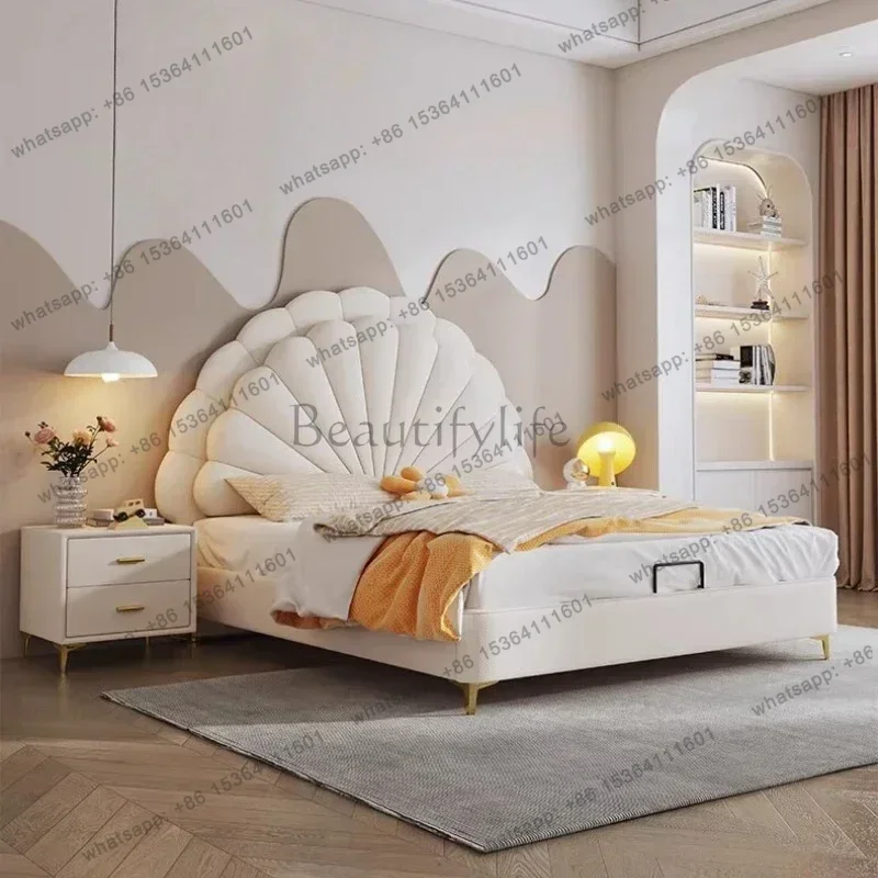 

X4 120x200cm 15x200cm 150x200cm 180x200cm Beds Furniture Cheap Luxury Leather Princess Petal Bed With LED Lights Queen Bed Frame