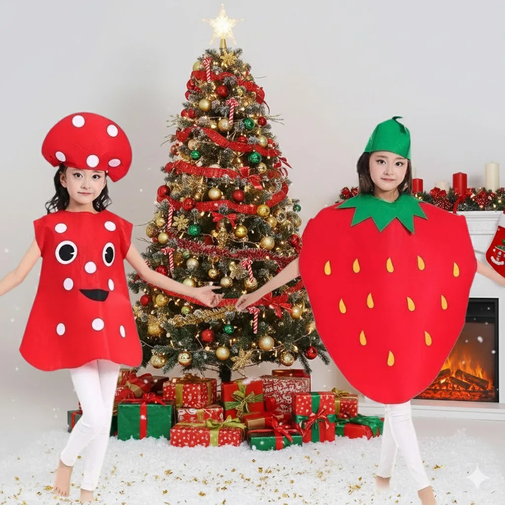 Fruit and Vegetable Performance Costume Parent Child Dance Outfit Christmas Party Stage Dress Up Holiday Decoration